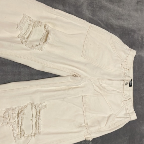 Cream Ripped Baggy Jeans - Picture 3 of 7